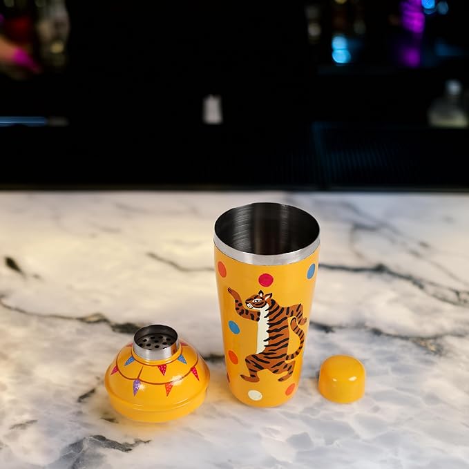 Artisanal Hand Painted Tiger 24 oz Cocktail Shaker – Stainless Steel Drink Mixer for Margaritas, Cocktails & Liquor – Funky Stylish Bartender Shaker Tool for Professionals & Home Bars