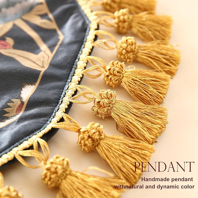 patdrea Designer Vintage Black Floral Velvet Table Runner 87 Inch Long, Pink Khaki Bouquets Pattern Table Mat, Decoration for Kitchen Dining Coffee Table Cabinet Banquet Thanksgiving,12"*87"