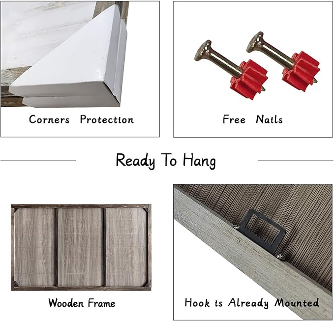 Horses Wall Art Framed Painting Rustic Horse Nuzzling Picture Wildlife Animals Portrait Wooden Print Artwork for Living Room Farmhouse Decor 36 x 24 Inches