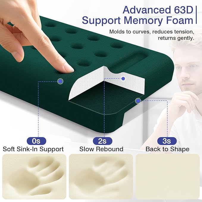 L-Shaped Desk Edge Cushion, 2 PCS Elbow Rest for Desk with Ergonomic Support, Memory Foam Elbow Pad & Arm rest for Palm, Wrist & Forearm, Non-slip & Separate Design, Office & Home, Dark Green