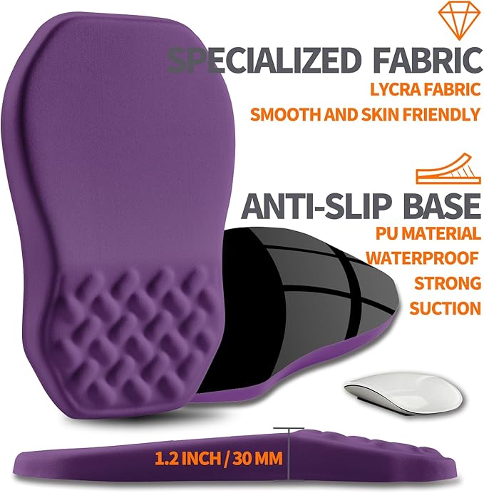 Ergonomic Slope Mouse Pad Wrist Support, Wrist Rest Mousepad for Carpal Tunnel Pain Relief with Massage Bulge and Slow Rebound Memory Foam (12x8 inch, Deep Purple)