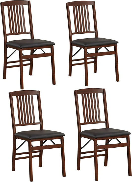 GOFLAME Folding Dining Chairs Set of 4, Foldable Chairs with Padded Seat and Rubber Wood Legs, 4 Pack Armless Kitchen Side Chairs for Living Room, Dining Room, Restaurant