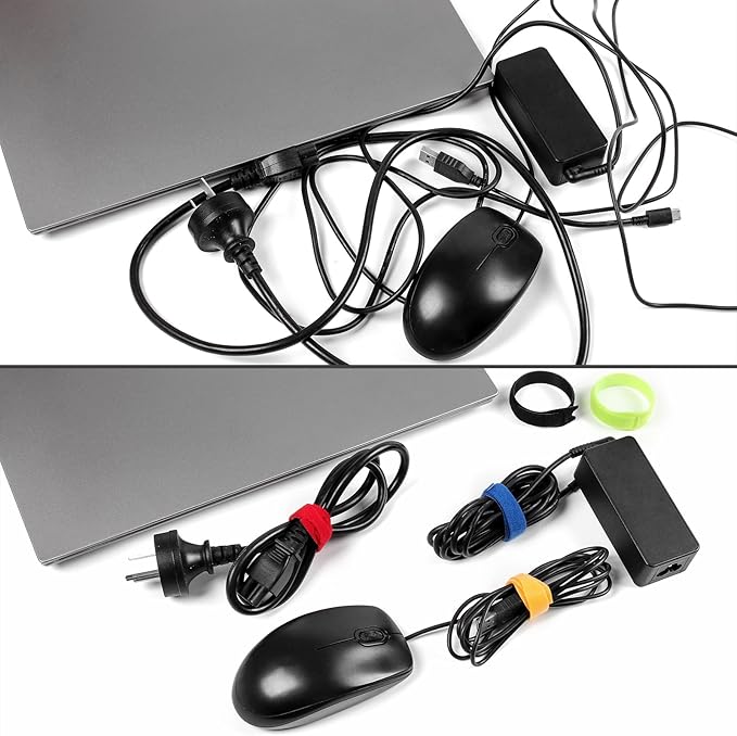 OneLeaf 180PCS Valuable Wire Organizer 4Inch Reusable Cable Ties with Hook and Loop, Colorful Fastening Cord Ties Wire Management for Home, Office, Data Centers, and Electronics, 5 colors