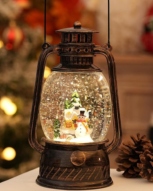Christmas Decorations Snowman Snow Globes Musical Lighted with 6H Time Glittering Village Christmas Decor Snow Globes Snowman Gifts