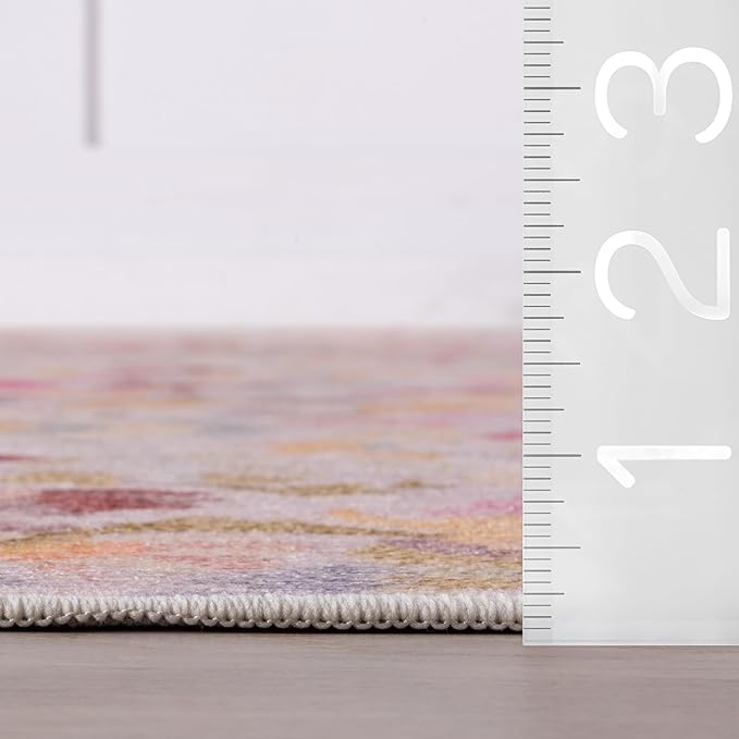 Dash & Albert INES Multi Machine Washable Rug, 5 X 8 Feet, Multicolored/Yellow Floral Pattern