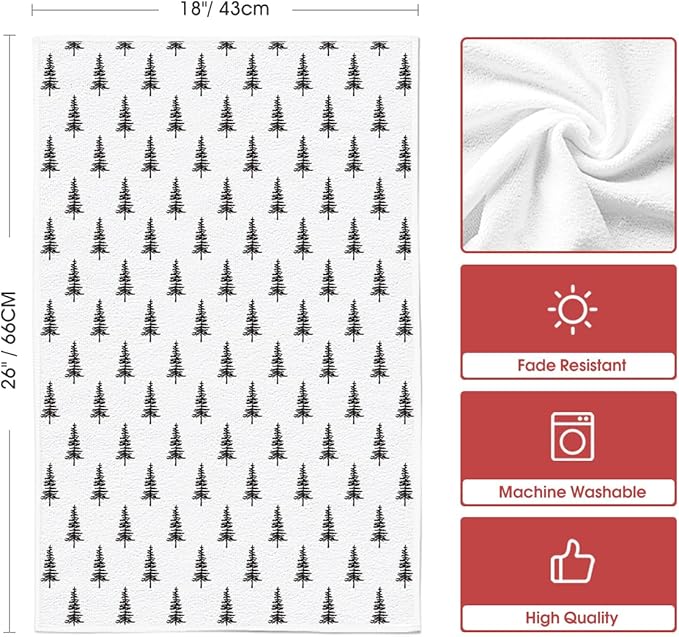 Artoid Mode Beige Xmas Tree Christmas Kitchen Towels Dish Towels, 18x26 Inch Holiday Winter Decoration Hand Towels Set of 4