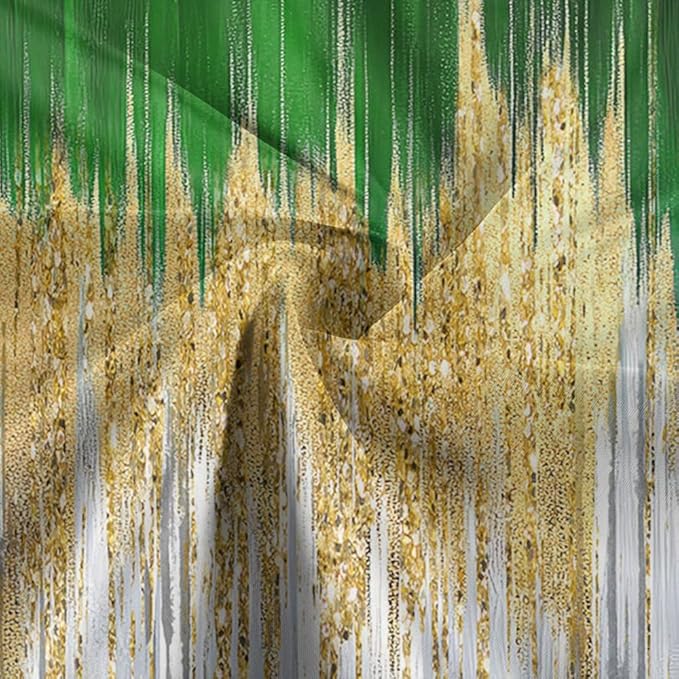 JAWO Abstract Green Shower Curtain, Lake Blue Boho Ombre Minimalist Chic Art Shower Curtains, Modern Neutral Contemporary Striped Brush Strokes Tan Art Waterproof Bathroom Curtain with 12 Hooks