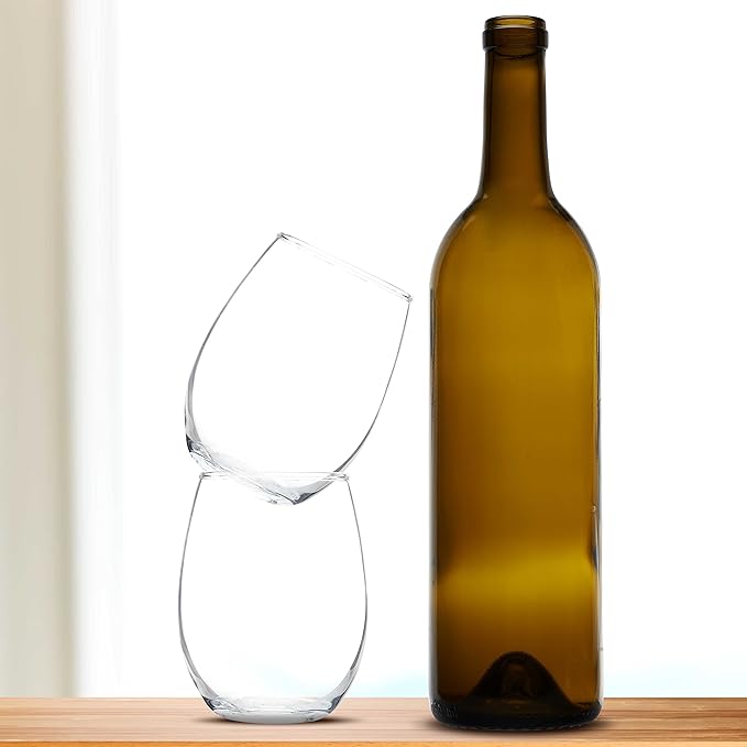 DISCOUNT PROMOS Stemless Wine Glass 9 oz. Set of 10, Bulk Pack - Great for Wedding Favors, Bachelorette Party and More - Clear Bottom Color