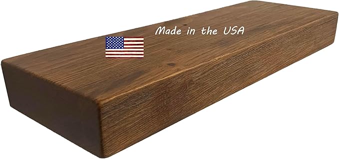 joelsantiques 24 Inch Wooden Floating Shelves for Wall - 24x10x2 in - Made of Natural Wood - Long Heavy Duty Rustic Wall Shelves for Bedroom - Perfect for Living Room, Kitchen - Medium Brown