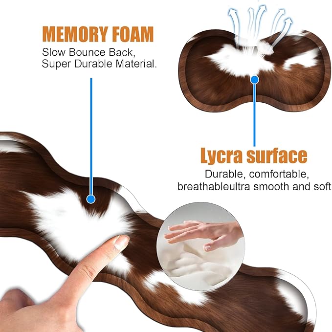 4 in 1 Ergonomic Keyboard Wrist Rest & Mouse Pad Wrist Rest Set, Large XXL Gaming Desk Mat 31.5"x 11.8" with Non-Slip Base, Memory Foam for Home Office Study Gaming, Brown Black Cow Print