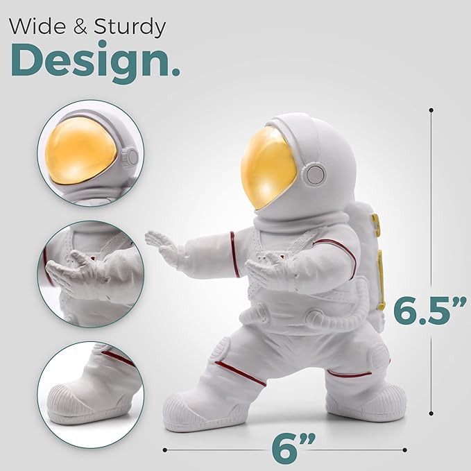 Astronaut Figurine Statue for Desk and Office Decor - Mini Spaceman Figures for Shelf, Gaming, and Men's Room Decorations - Space Gifts and Cool Masculine Home Decor Accessories