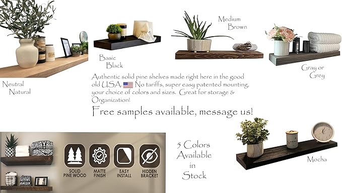 joelsantiques 48 Inch Wooden Floating Shelves for Wall - 48x6x2 in - Made of Natural Wood - Long Heavy Duty Rustic Wall Shelves for Bedroom - Perfect for Living Room, Kitchen - Natural