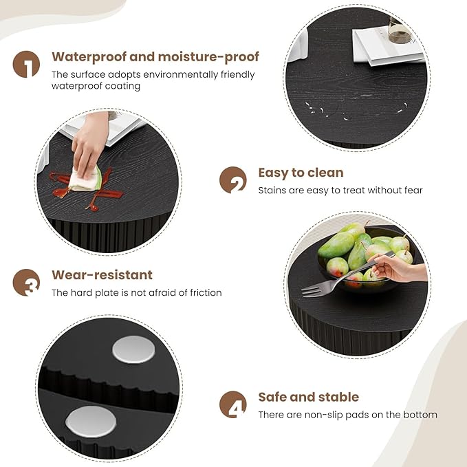 WXFKLDJ Round Nesting Coffee Table Set Cylindrical Wooden Coffee Table Sofa Center Table Circle Embossed Design Side Table for Living Room Apartment No Assembly (Round Black Small)