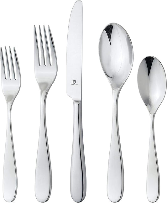 Silverware Set for 6 – 18/10 Stainless Steel Flatware, Mirror Finish, Dishwasher Safe, Durable and Balanced Utensils, Modern Tableware (30-Piece Set, Fidenza)