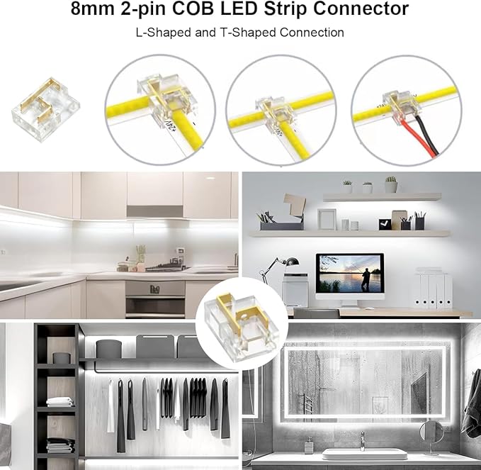 COB LED Strip Light with Remote, 65.6ft Dimmable 6500K Super Bright Daylight White Led Lights Strip, 24V Flexible LED Tape Light for Bedroom, Kitchen, DIY Lighting (2 Rolls of 32.8ft)