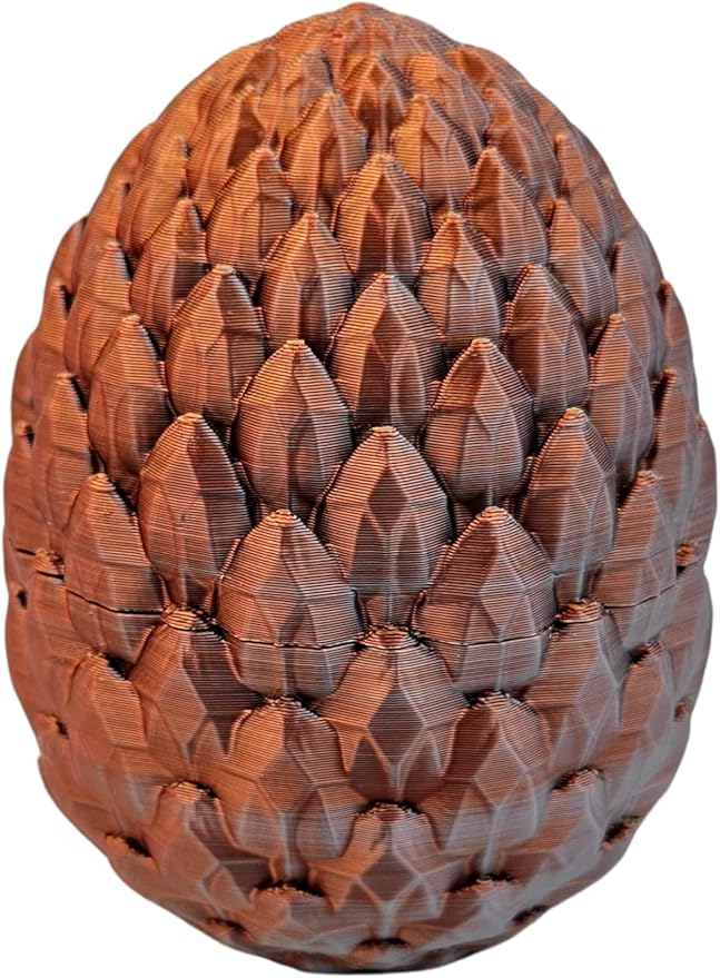 3D Printed Dragon Egg Articulating Gemstone Dragon Fidget Figurine - Vibrant Color Dragons Flexible ADHD, Autism and Anxiety Relief - Articulated Joints (Gold Copper Silver)