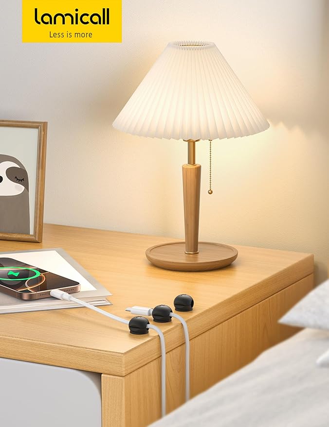 8Pack Magnetic Cord Organizer Clips - Lamicall [Mini-Soft Silicone] Cable Management for Phone Charger Cords, Strong Magnet Adhesive Cord Holder for Desk/Nightstand/Home/Office, Organizer Accessories