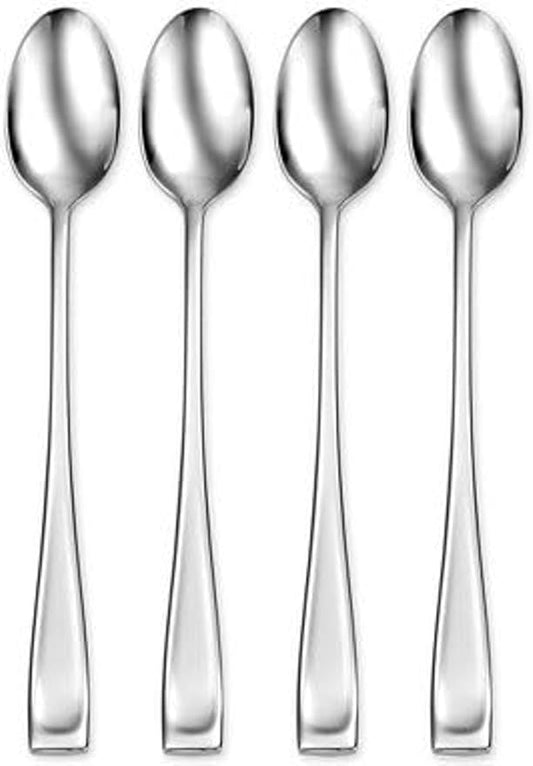 Oneida Silverware Set, Moda Fine Flatware 4-Piece Iced Teaspoon Set, Service for 4, Dishwasher Safe, 18/10 Stainless Steel, Mirror Finish, Home and Kitchen Utensils, Long Spoons (Silver, 4 Piece)