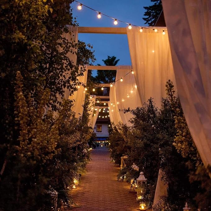 Hometown Evolution, Inc. 50 Foot Globe String Lights - G50 Clear 2 Inch Bulbs (White Wire) - Indoor Outdoor String Lights for Bedroom, Tent, Canopy, Bistro, Cafe and Party Lighting