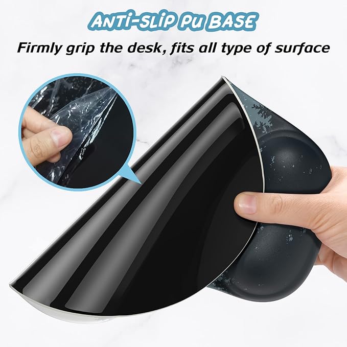 Hsurbtra Ergonomic Mouse Pad with Wrist Rest Support, Gel Mouse Pads with Non-Slip PU Base, Pain Relief Memory Foam Computer Mat, Cute Office Supplies Desk Decro Accessories, White Forest