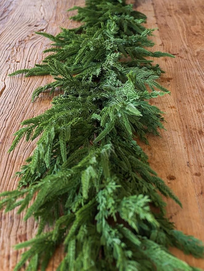 15ft Handmade Christmas Garland,Artificial Cypress Cedar Pine Needles Greenery Seasonal Garland for Christmas TV Cabinet Winter Holiday Indoor Outdoor Decoration