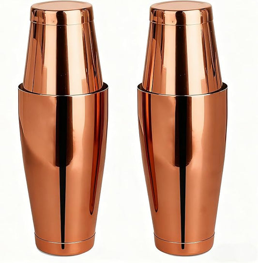 4 packs Bar Cocktail Boston Cocktail Shaker Martini Shaker Mixer Basic Tool Cocktail Set Stainless Steel Bar Shaker for Bartender (copper)