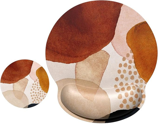 ITNRSIIET Ergonomic Mouse Pad with Wrist Support Wrist Rest Smooth Surface Non-Slip Rubber Base Comfortable Office Supplies Pain Relief, 9.8 x 9.1 inches, Abstract Art Style