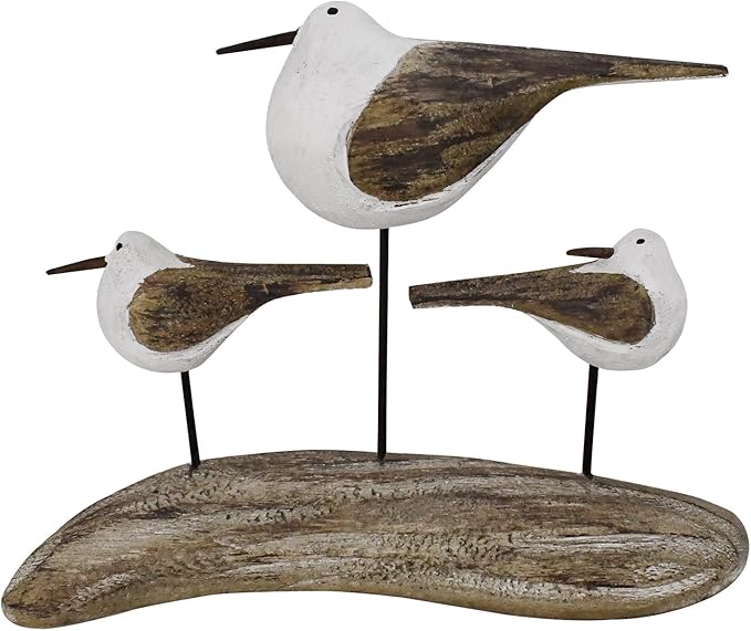K KILIPES Beach Coastal Wood Seabird Figurine Home Office Table Desk Decor Sea Bird Sculpture Statue for Tabletop Shelf Nautical Bathroom Decoration Ornament Gift