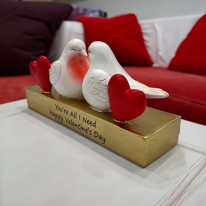 Love Birds Figurine Resin Art Decorative Statue for Home Decor, Valentine's Day Gift for Wife Girlfriend Husband - Romantic Valentine's Day Gift for Your Spouse - 2 Birds Love Decor
