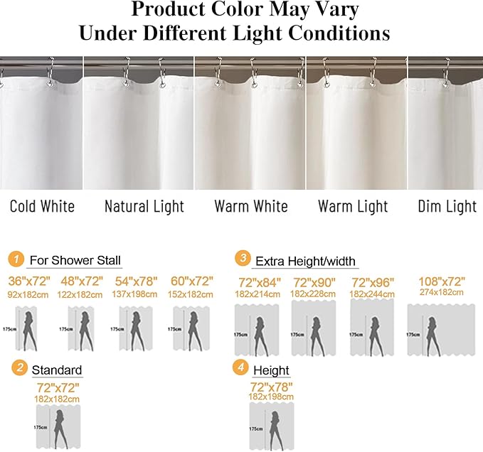 Awellife Farmhouse White Shower Curtain Button Linen Textured Woven Fabric,Country Style 72" W x 72" L