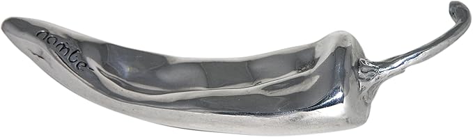 nambe Chili Pepper Figurine | New Mexico Pepper Sculpture Home Décor | Small Figurines Desktop, Kitchen, and Bookshelf Decoration | Made of Metal Alloy (6-inch)