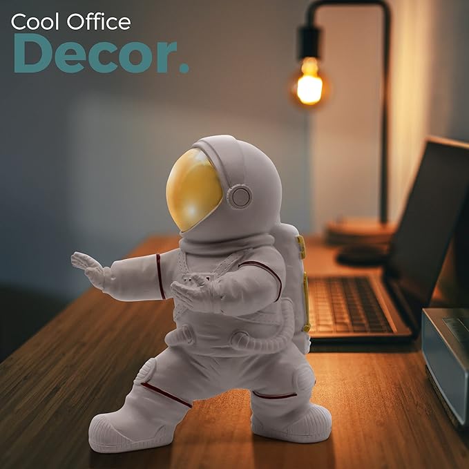 Astronaut Figurine Statue for Desk and Office Decor - Mini Spaceman Figures for Shelf, Gaming, and Men's Room Decorations - Space Gifts and Cool Masculine Home Decor Accessories
