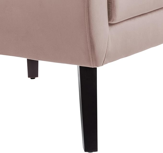 UIXE Velvet Accent Chairs Set of 2, Modern Arm Chair Mid-Century Living Room Armchair, Comfy Upholstered Button Tufted Reading Seat Bedroom Side Sitting, Skin Pink