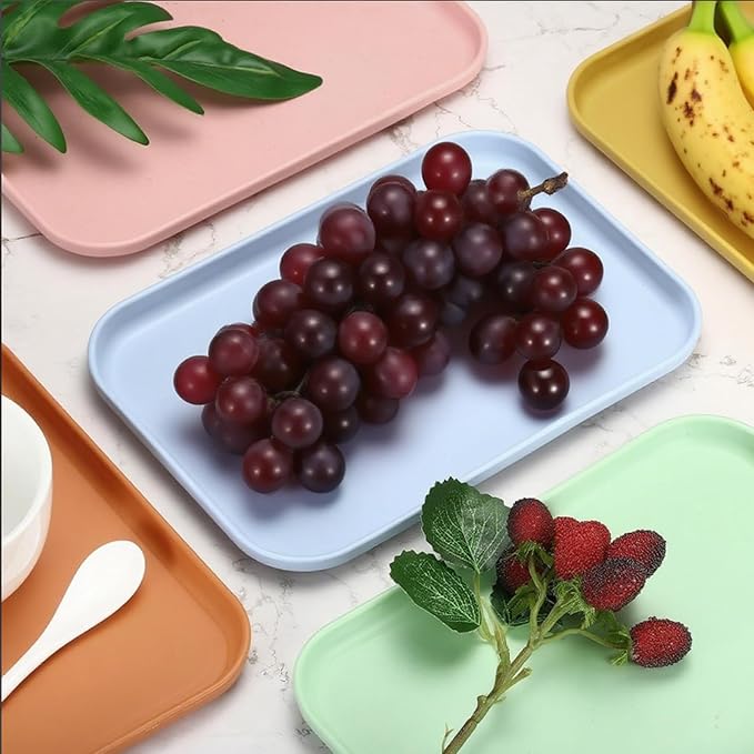 Cafe Fast Food Cafeteria Tray, FoodService Products, Eco-Friendly Wheat Straw & PP Plastic Tray - 17" X 12" X 0.6", Non-Slip Surface for Kitchen, Office - Beige