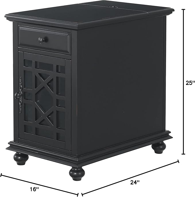 Martin Svensson Home Elegant Chairside End Table, 24 in x 16 in x 25 in, Antique Black