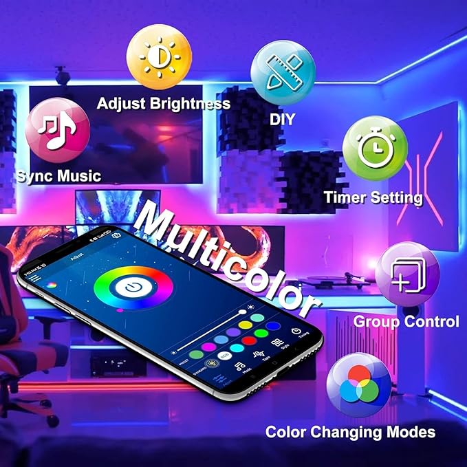 DAYBETTER Smart RGB Led Strip Lights, 300ft Led Lights for Bedroom with App Control, Multicolor Changing Led Light Strips Apply for Home Decor, Living Room, Kitchen, Home Party Decoration