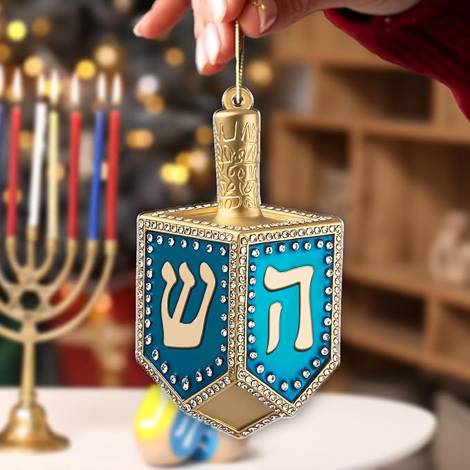 Hanukkah Ornaments for Tree - Custom 2D Dreidel Ornament, Jewish Ornaments, Merry Chrismukkah Jewish and Christian Gift, Chanukah Tree Decoration for Menorah Nights