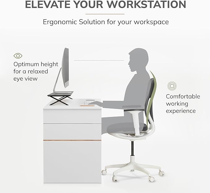 Anji Mountain Monitor Stand - Desktop Organizer & Laptop Riser, Ergonomic Monitor Riser, Space-Saving Monitor Stand for Desk, Durable Construction, Easy Assembly, Ideal for Home & Office,Black