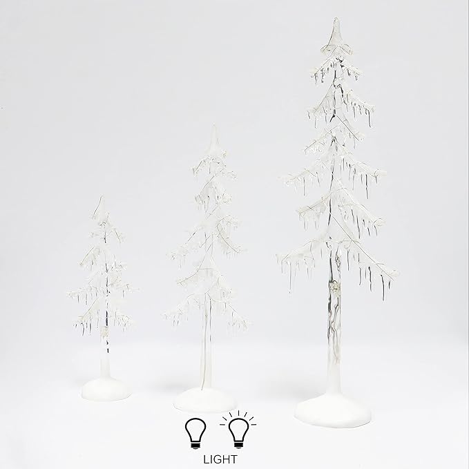 Christmas Tabletop Decor, LED Lighted Acrylic Icicle Trees, 3 Pack, Battery Operated (not Included) (24.4" H, 17.9" H, 13.4" H) by Moments in Time