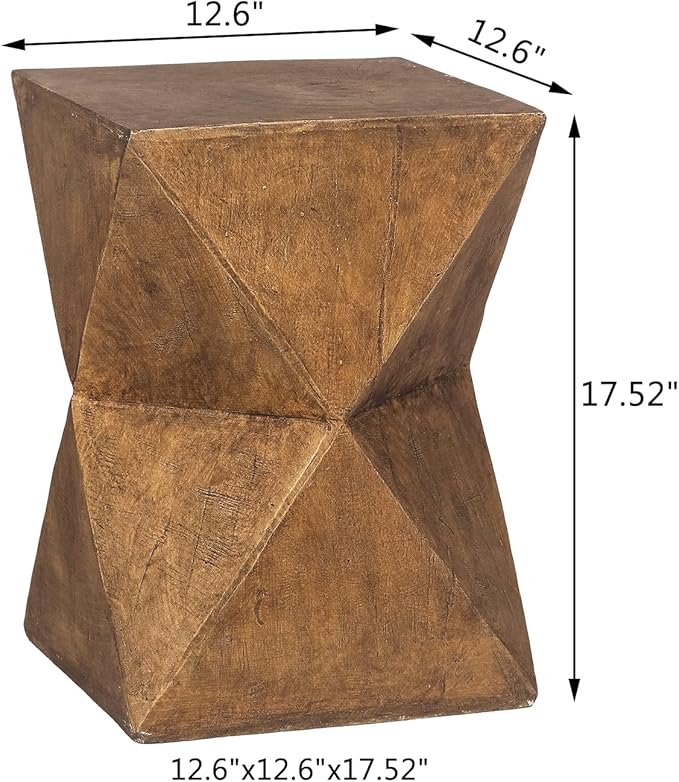 Adeco Concrete Stool Accent Table Patio Side Table End Table Decorative Garden Stool Nightstands Plant Stand Coffee Table for Indoor Outdoor Use