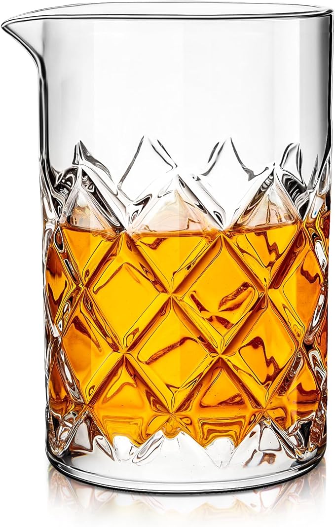 Dandat Cocktail Mixing Glass Crystal Stirring Glass Thick Bottom Seamless Cocktail Pitcher for Home Bartender Bar Whiskey Martini Drink Shaker Accessories(1 Pcs,24 oz)