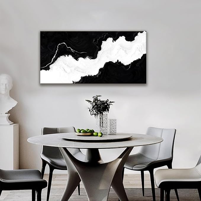 Abstract Wall Art Ready To Hang Canvas Art Wall Decor Print Modern Paintings Black And White Wall Art Prints Canvas Painting Picture For Bedroom Bathroom Office Decoration 20" X 40"