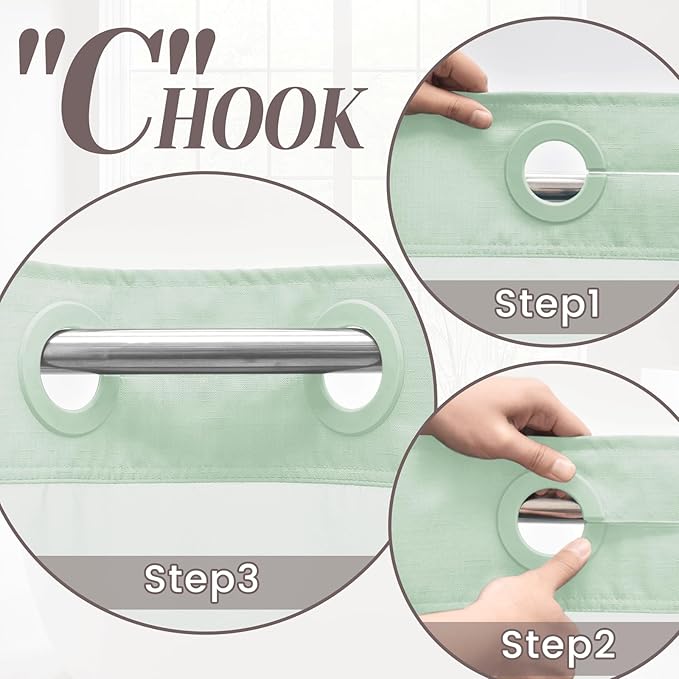 No Hook Slub Textured Shower Curtain with Snap in Liner - Aqua Fabric Outer Curtain & Waterproof Inner Liner, Hotel Style with See Through Top Window, 71x74 in