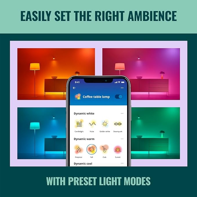 WiZ Connected Smart Light Strip, Sunset/Sunrise Automation, Preset Modes, Control with Voice or App, Full Color RGB Lighting, Voice Control, 50ft Cut to Fit