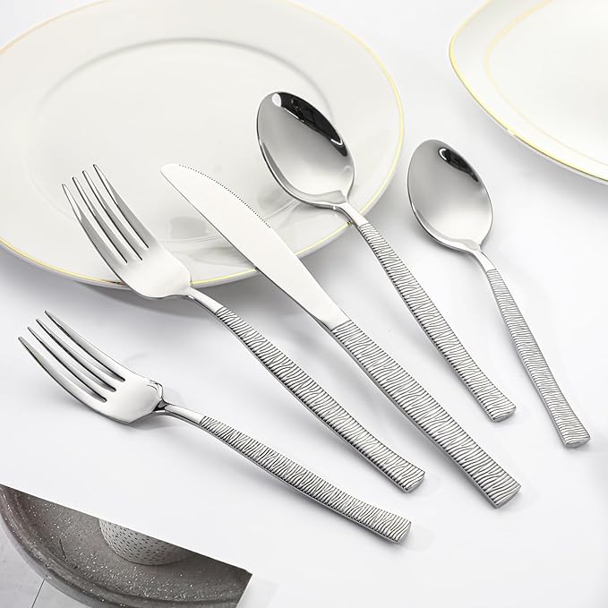 40-Piece Silverware Set Stainless Steel Flatware Set for 8,Dinner Knives Forks and Spoons Silverware Set Cutlery Utensil Set for Home,Kitchen,Restaurant,Hotel