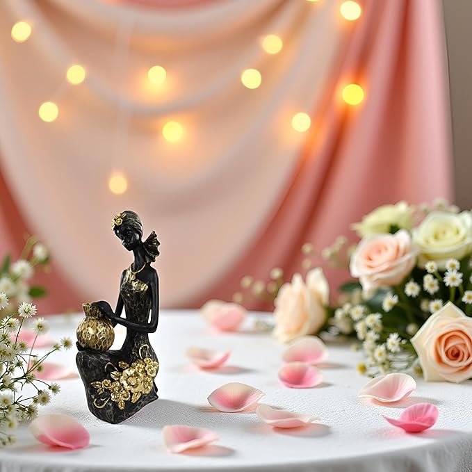 African Lady Statue with African Tribal Totem for Wedding, Church, Festival Decoration - African Decorative Female Statue for Home and Display case Decoration