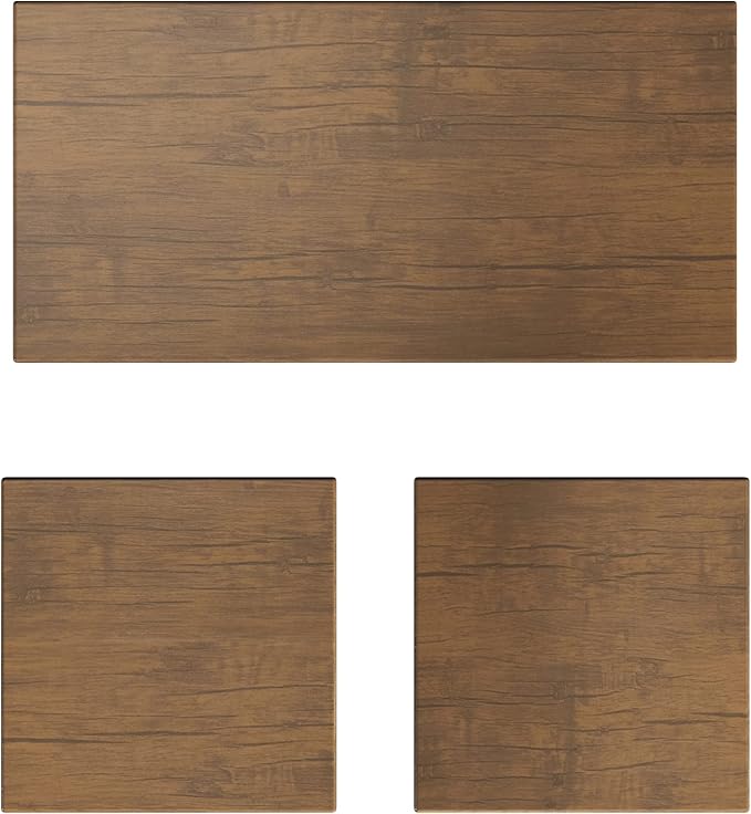 Set of 3 Living Room Tables - Metal Basket Storage with Removable Lids - 2 Small Side and 1 Large Accent Table by Lavish Home (Brown/Black)