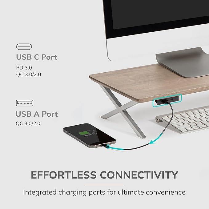Anji Mountain Monitor Stand - Desktop Organizer & Laptop Riser, Ergonomic Monitor Riser, Space-Saving Monitor Stand for Desk, Durable Construction, Easy Assembly, Ideal for Home & Office,Biscotti