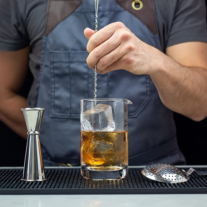 Bar Spoon: 12.5” Stainless Steel Cocktail Mixing Spoon, Long Handle Spiral Design with Weighted Teardrop End (Set of 2)