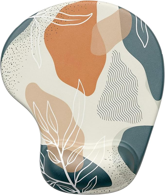 Hsurbtra Ergonomic Mouse Pad with Wrist Rest Support, Gel Mouse Pads with Non-Slip PU Base, Pain Relief Memory Foam Computer Mat, Cute Office Supplies Desk Decro Accessories, White Line